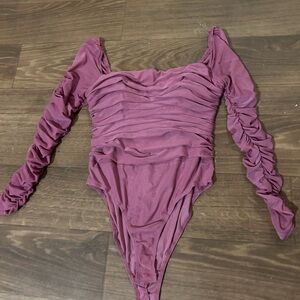 Princess Polly Ruched Long Sleeve Bodysuit - Mauve